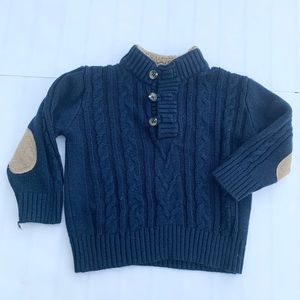 2T/24m Navy Mock Neck Sweater w/ Elbow Patches
